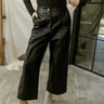 Chrishell Black Faux Leather Pants - lower body front view