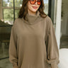 Wendy Mocha High Neck Sweatshirt - Front view