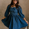 Shelly Blue Denim Mini Dress - front view