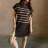 Sally Charcoal Striped Sweater Dress - full front view