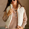 Jade Cream Zip-Up Vest- front view