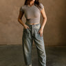 Emilia Sand Wash Barrel Jeans- full body view