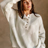 Grace Cream & Stone Quarter Button-Up Sweater- front view