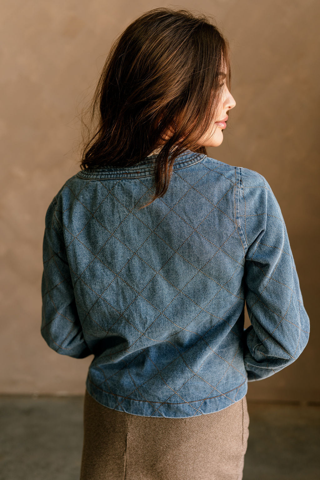 Steve Denim Button-Up Jacket- close up back view