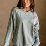 Blakely Dusty Blue Hoodie Sweatshirt- close up front view