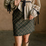 Addison Navy Multi Plaid Fray Skirt- front view