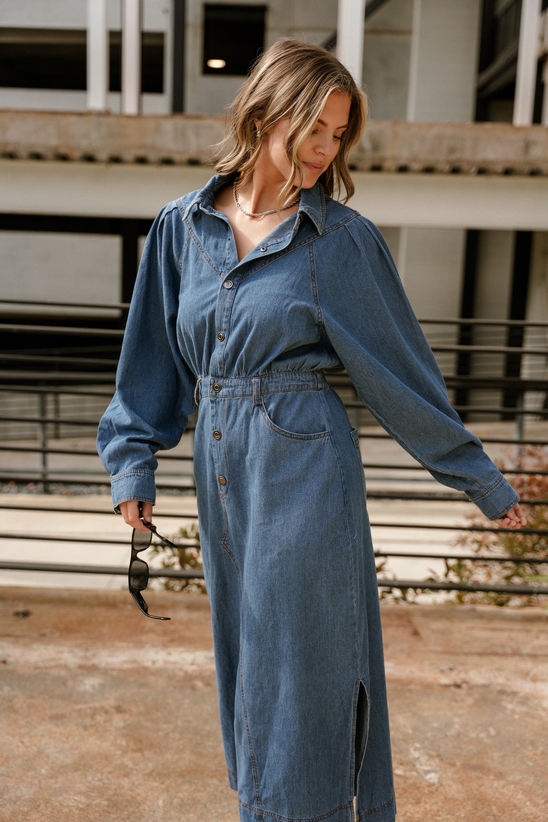 Tianna Blue Denim Midi Dress