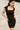 Samara Black Ribbed Mini Dress- close up side view