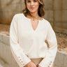 Vanessa Cream Flare Long Sleeve Sweater- front view