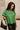 Celia Green Shimmer Puff Sleeve Top - frontal side view