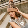 Maya Cheetah Pom Pom Beanie - top left side view