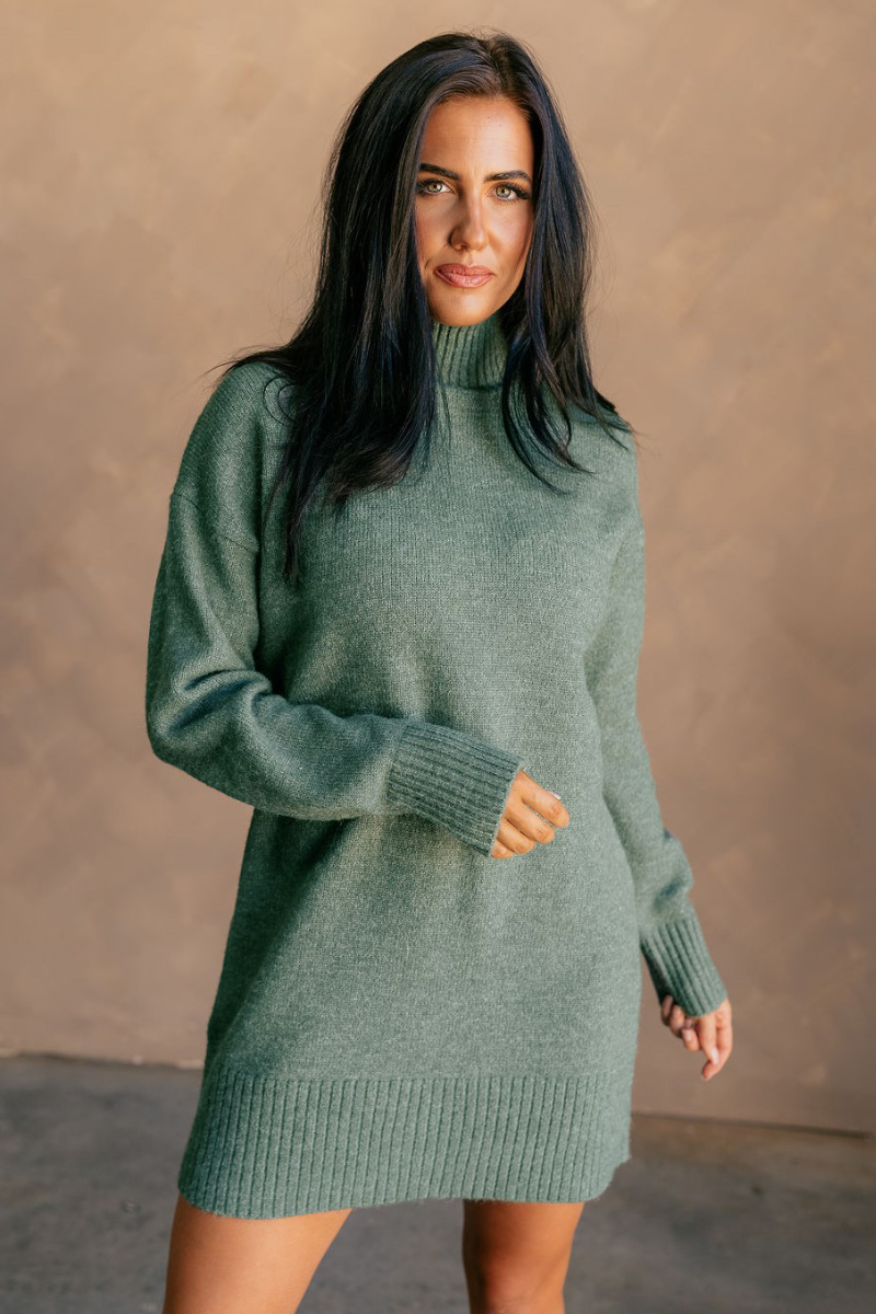 green emerald velvet dress Sasha Green Mock Neck Sweater Dress green emerald velvet dress Sasha Green Mock Neck Sweater Dress