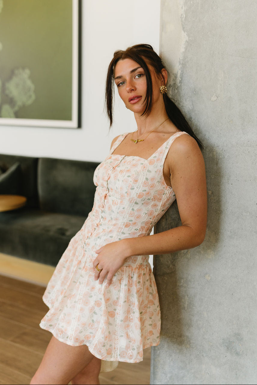 Sonja Floral Drop Waist Mini Dress - Lizard Thicket Sonja Floral Drop Waist Mini Dress - Lizard Thicket
