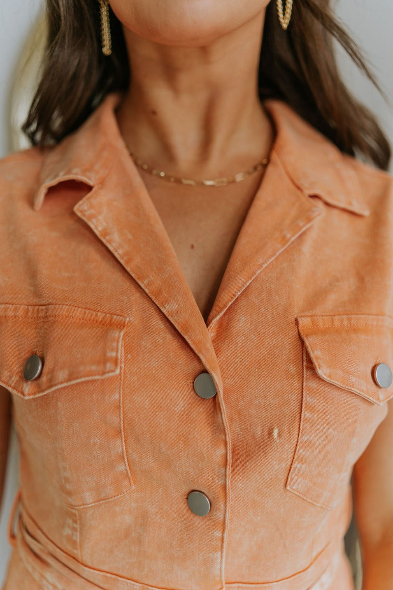 orange jean dress Kiss The Sky Dress