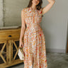 Gloria Cream Multi Floral Paisley Midi Dress- full front view