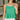 Henley Green Scallop Flare Tank- close up top view