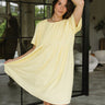 Kimber Light Yellow Flare Mini Dress- top front view