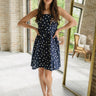 Jessie Navy & Cream Polka Dot Mini Dress- full body view