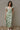 Adaline Green & White Palm Leaf Midi Dress- close up front view