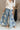 Blair Blue & Cream Palm Leaf Wide Leg Pants- frontal top view