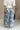 Blair Blue & Cream Palm Leaf Wide Leg Pants- close up back view