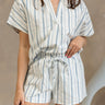 Colette White & Blue Stripe Shorts- front view