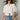 Macy Cream & Light Blue Button-Up Cardigan- front view