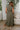 Malia Olive Corduroy Zip-Up Midi Dress- full back view
