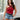 Cara Red & Black Striped Halter Tank Top - frontal vie
