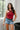 Cara Red & Black Striped Halter Tank Top - frontal vie