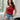 Cara Red & Black Striped Halter Tank Top - frontal vie