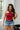 Cara Red & Black Striped Halter Tank Top - front view