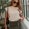 Rima Cream Sleeveless Sweater - front view (tucked)