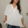 Carla White Stripe Short Sleeve Top- front top view