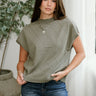 Lea Olive Criss-Cross Sleeveless Top- top view