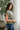 Lea Olive Criss-Cross Sleeveless Top-frontal side view