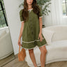 Danna Olive & Cream Zip-Up Mini Dress- full body view