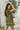 Danna Olive & Cream Zip-Up Mini Dress- close up side view