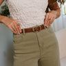 Sasha Brown Faux Leather Belt - close front view