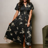 Charleigh Black Multi Floral Zip-Up Midi Dress- full front view