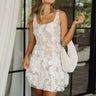 Justine White & Nude Floral Applique Mini Dress - Front view