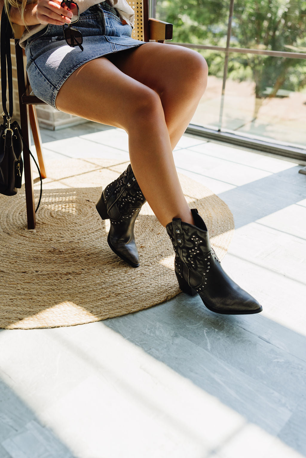 Dirty Laundry Nowhere Western Black Bootie- frontal close up side view