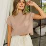 Cameron Taupe Mock Neck Pocket Sweater -  front view - tucked