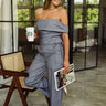 Jacqueline Grey Wide Leg Pants - Full body view