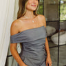 Jacqueline Grey Ruched Off-The-Shoulder Top - Frontal side view