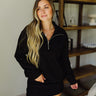 Karla Quarter Zip-Up Long Sleeve Sweatshirt - black - front view