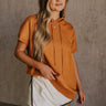 Jeannie Camel Short Sleeve Hoodie Top - front view