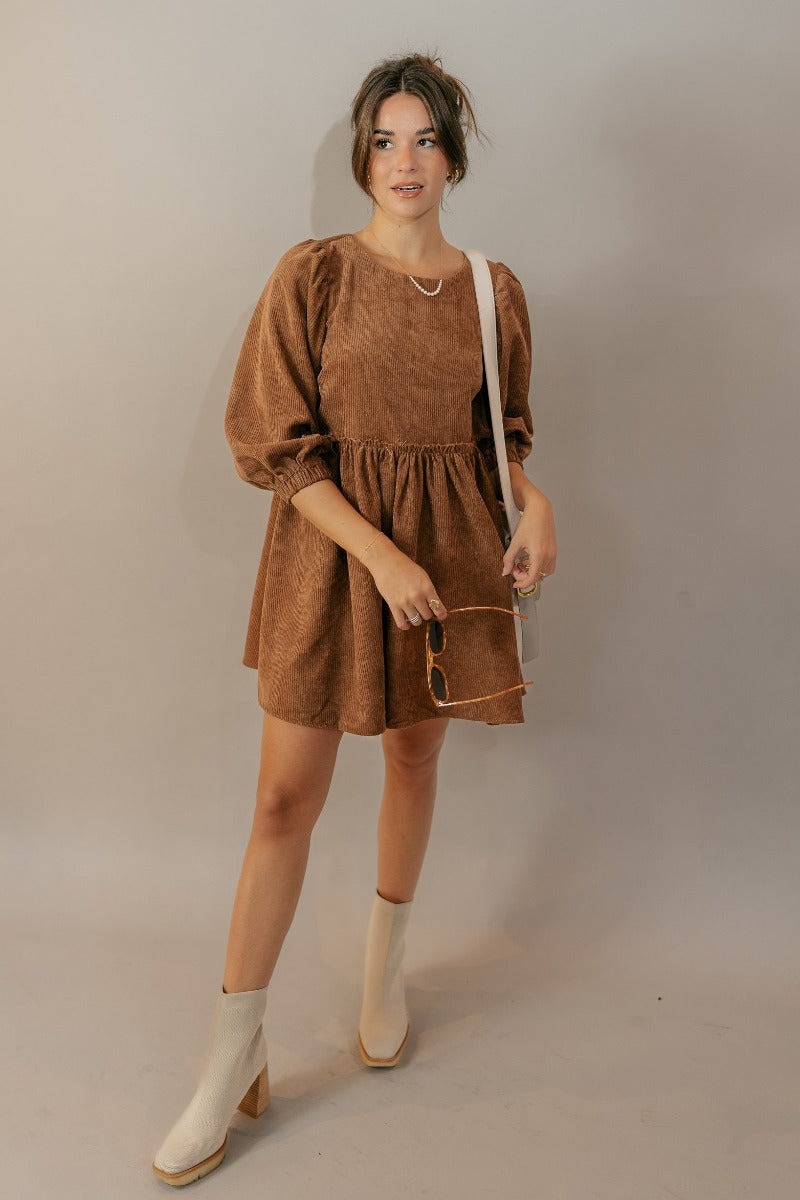Margaret Brown Corduroy Babydoll Dress - Lizard Thicket Margaret Brown Corduroy Babydoll Dress - Lizard Thicket