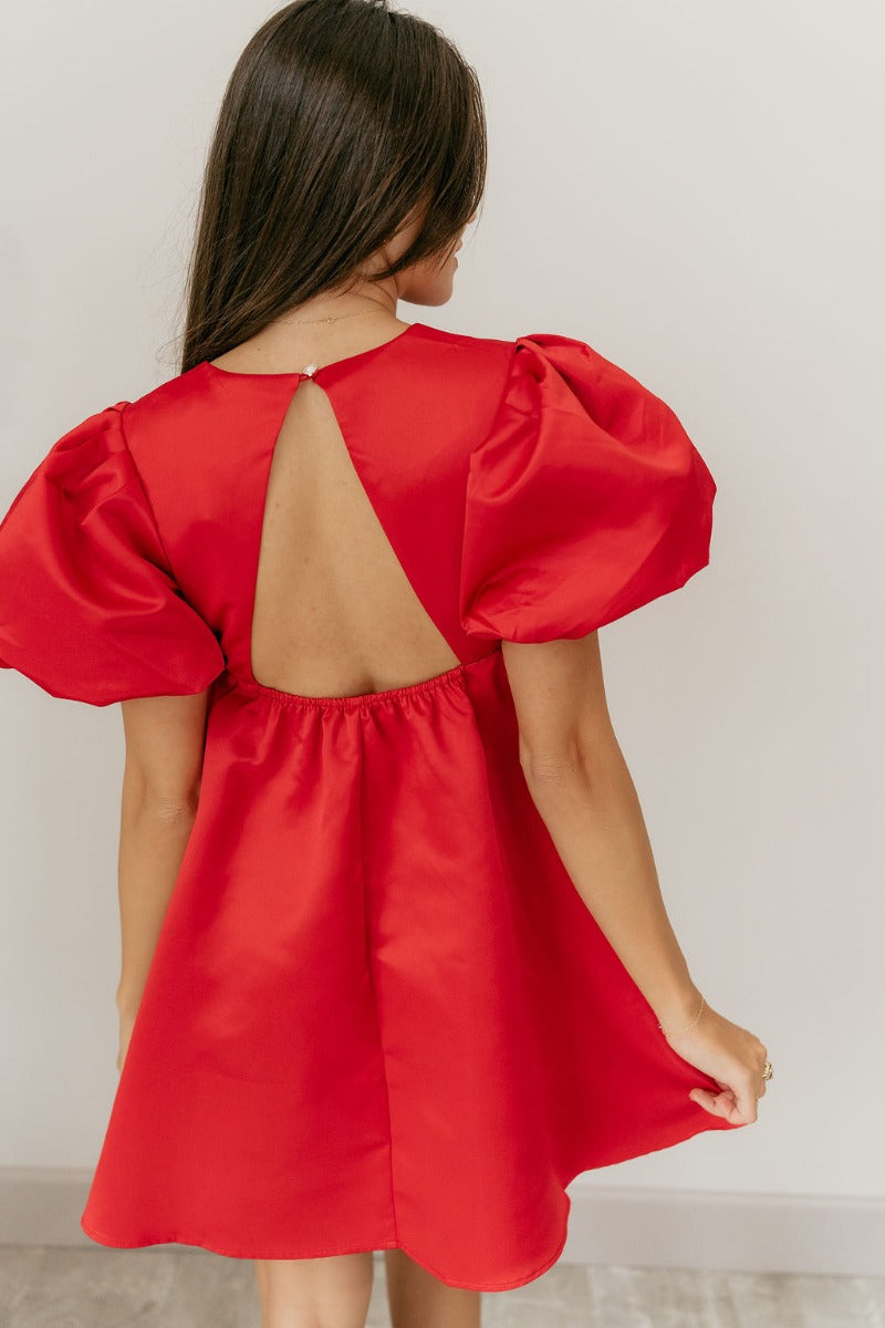 red puffy short dress Beautify Poofy Tulle Red Short Prom Dress With Off Shoulder Sleeves Wholesale #T69034