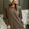 Carter Washed Brown Side Slit Tee - Front view 2